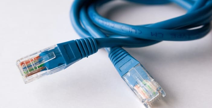 Blue CAT-5 cable